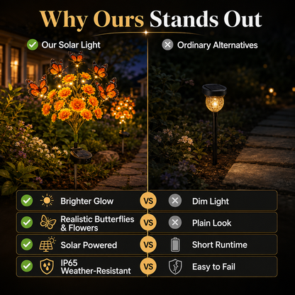 🦋 Enchanted Solar Marigold Butterfly Garden Lights ✨