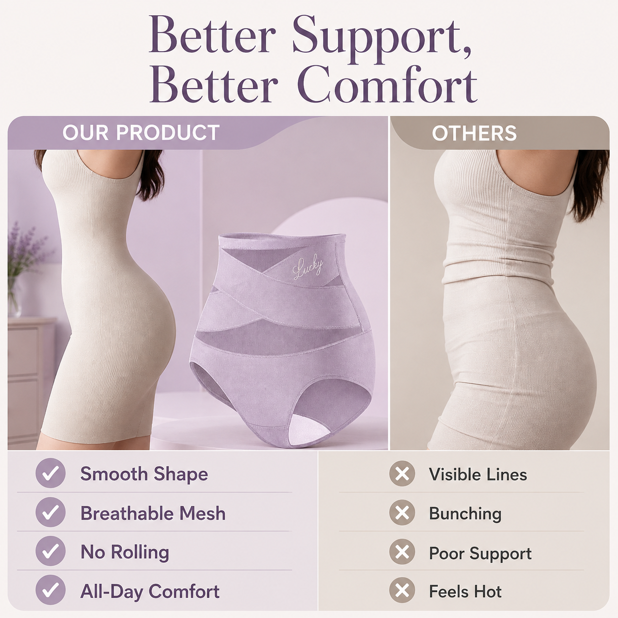 💖5-Pack Women's High-Waist Cross-Wrap Tummy Control Briefs