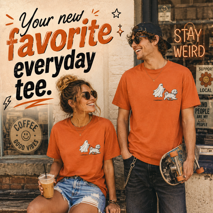 Spooky Pet Walker Cute Cotton T-Shirt 🎃