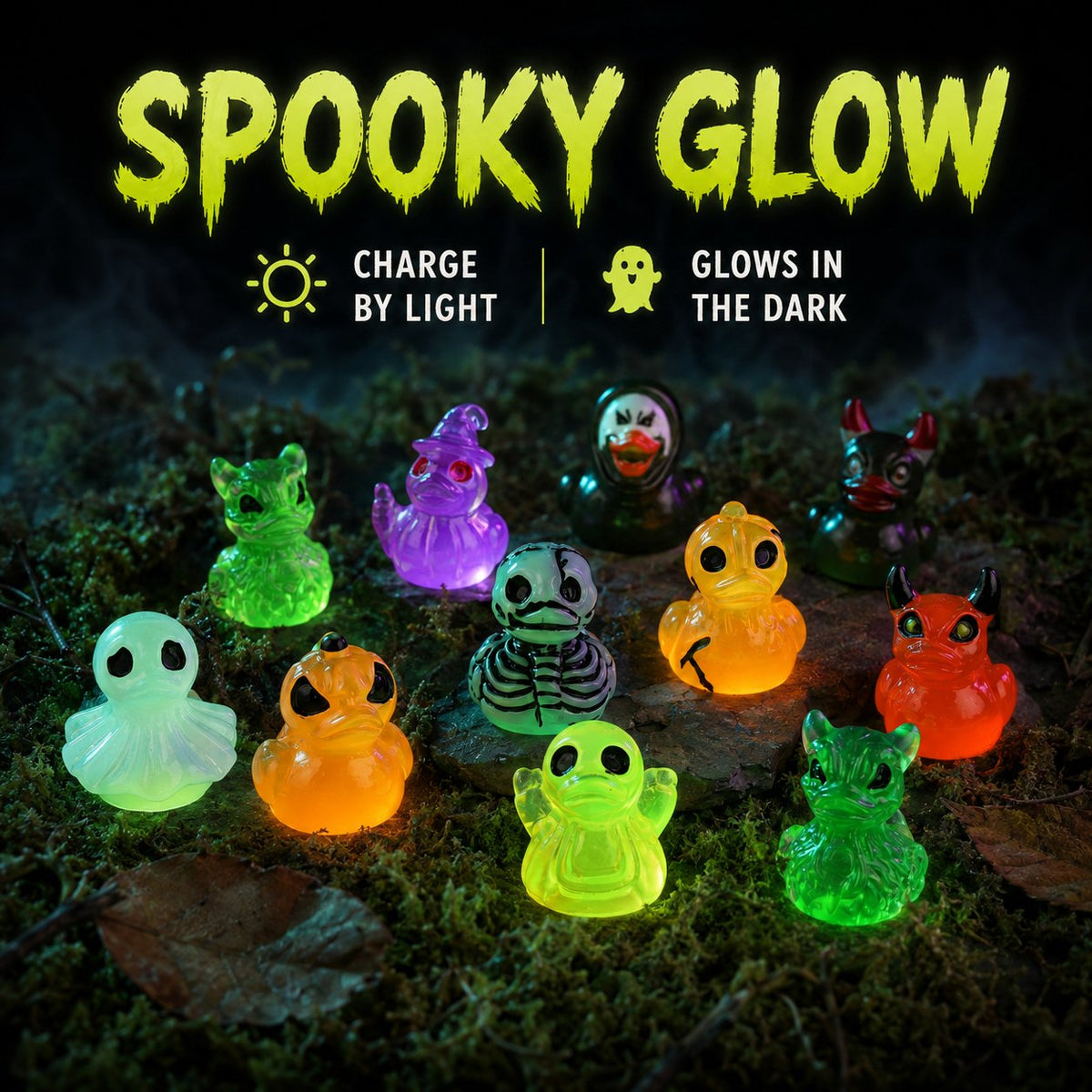 🎃 Spooky & Cute: Glow-in-the-Dark Halloween Mini Resin Ducks 👻