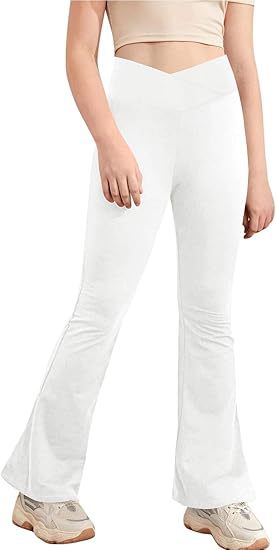 🤸‍♀️ Girls’ V-Cross High Waisted Flare Leggings – Ultra-Soft Stretch Yoga Bell Bottoms ✨