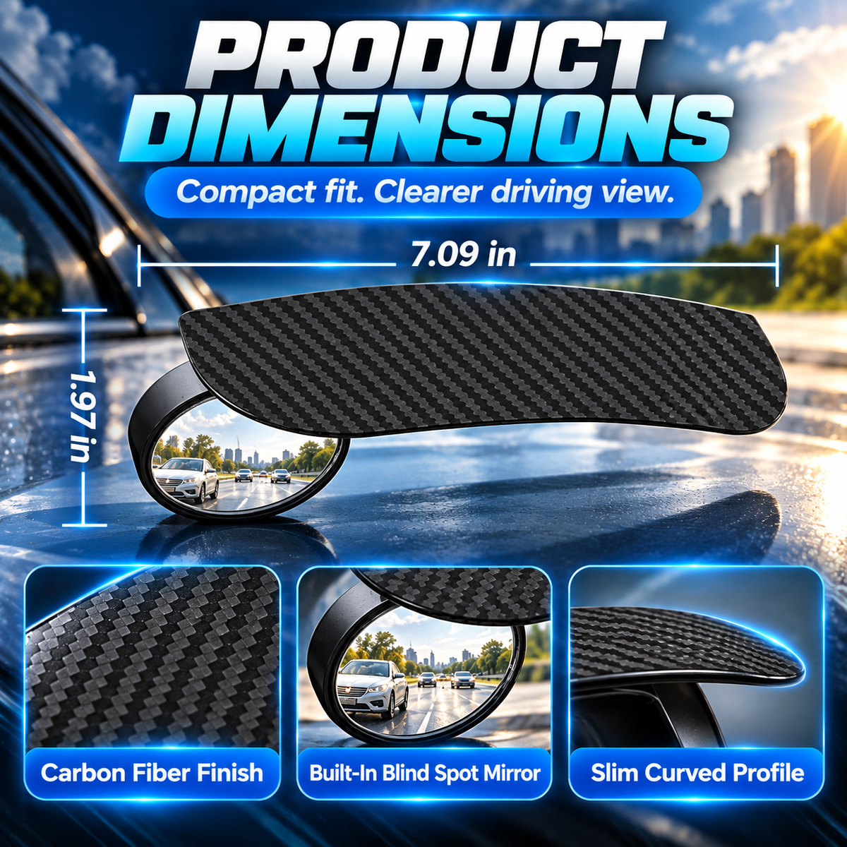 2-Pack Anti-Rain Rearview Mirror Visor & Convex Blind Spot Mirror🌧️