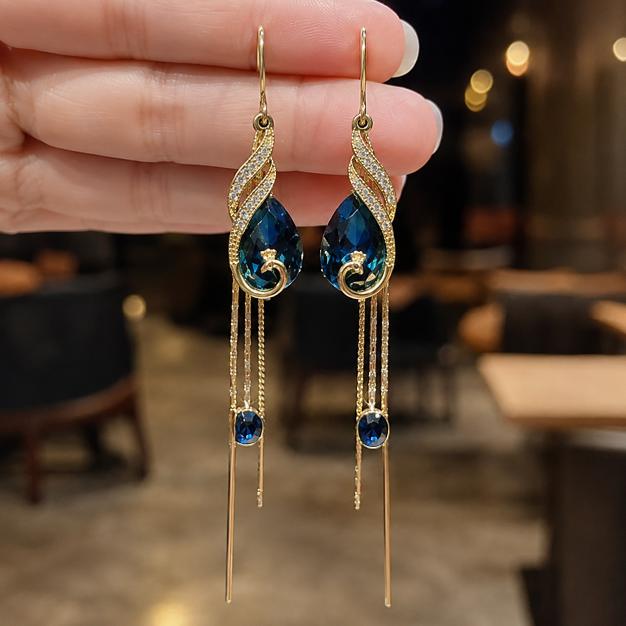 Ear Threader - Peacock Blue