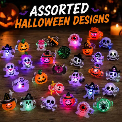 🎃 50PCS Light-Up Halloween Rings for Kids