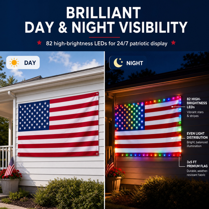 Illuminated Patriotic American Flag Lights (3x5 FT) ✨