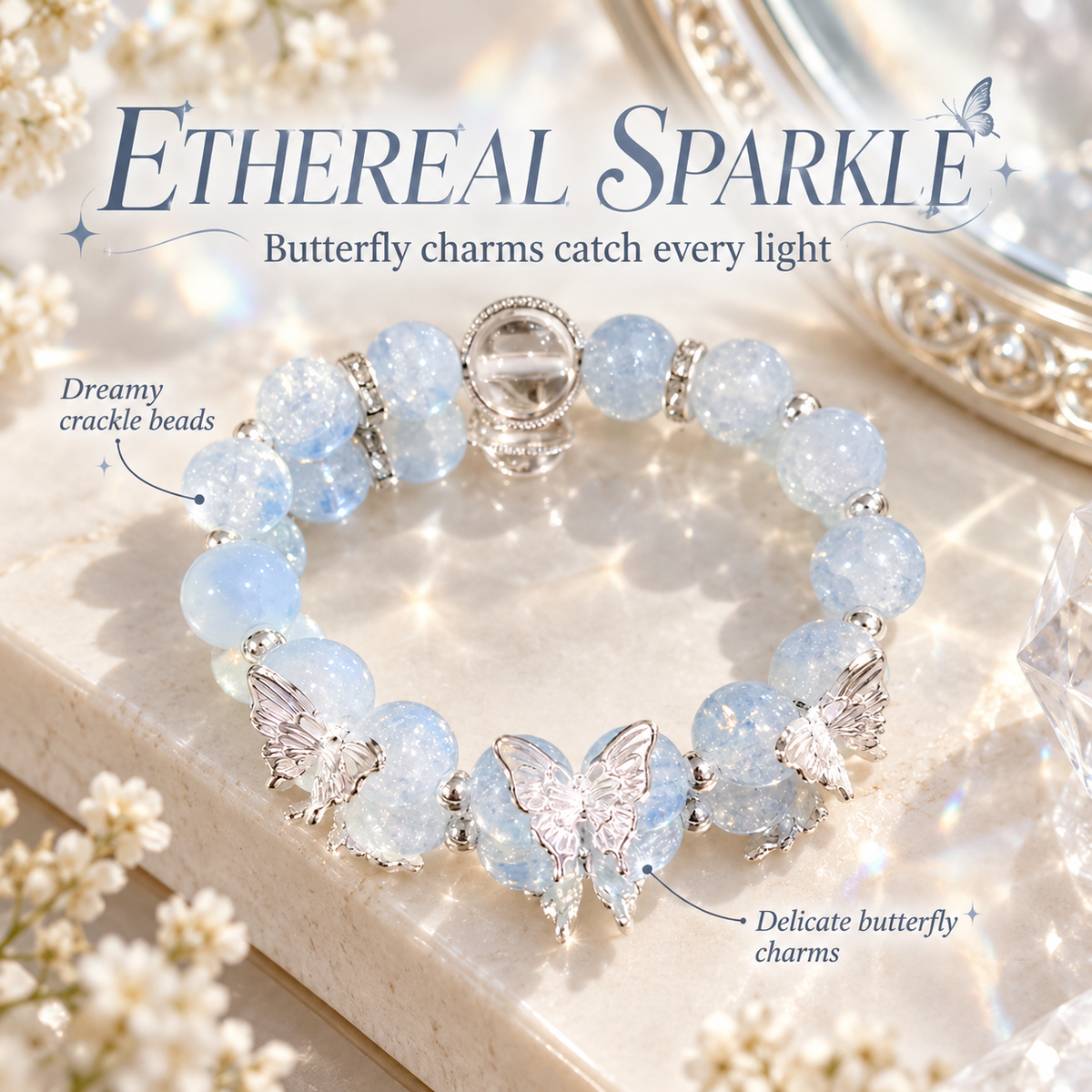 🦋 Sweet Forest Fairy Butterfly Stackable Bracelet Set (9 Pcs)