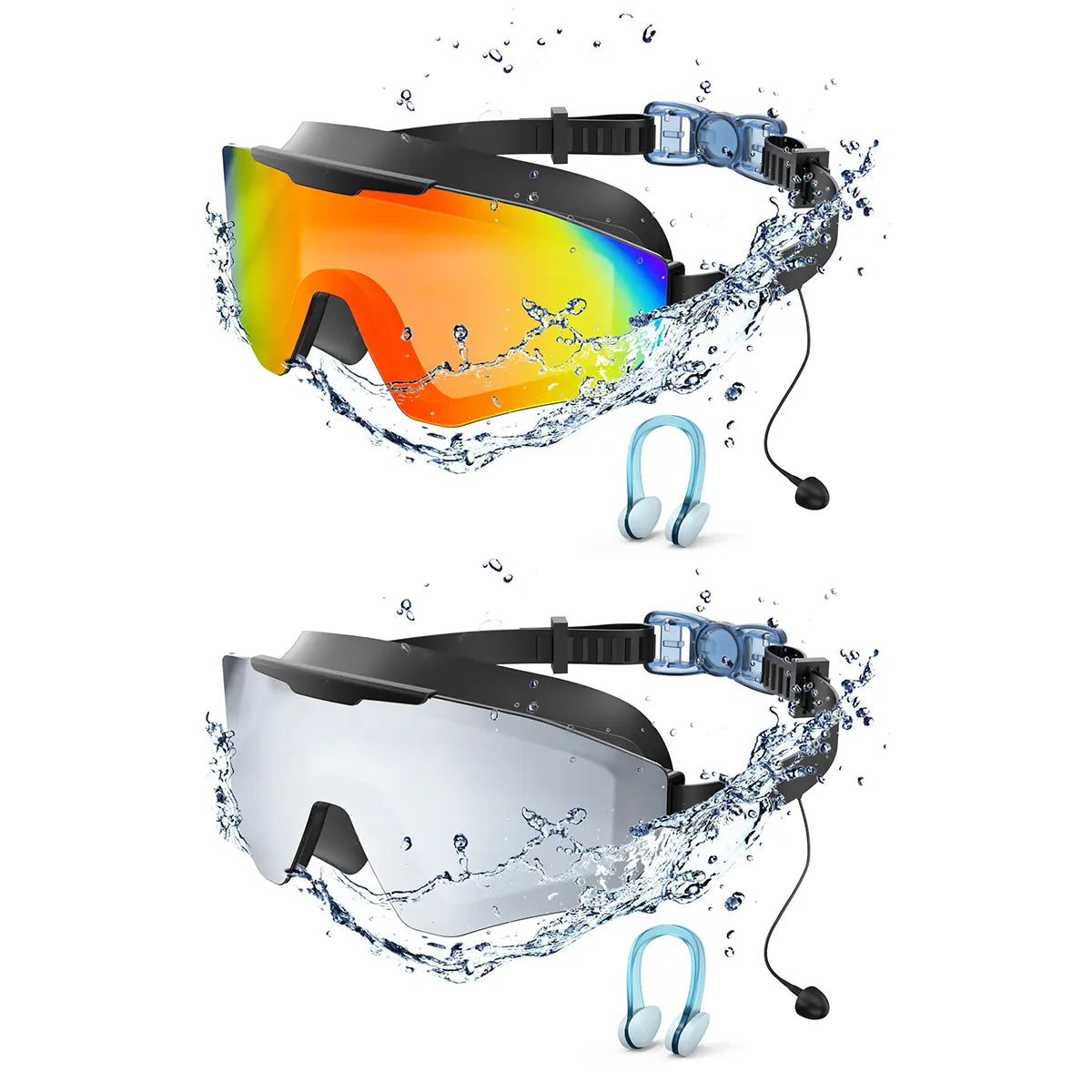 Wide View Swim Goggles with Earplugs (2-Pack) 🏊‍♂️💦