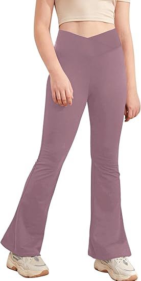 🤸‍♀️ Girls’ V-Cross High Waisted Flare Leggings – Ultra-Soft Stretch Yoga Bell Bottoms ✨