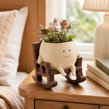 Handmade Smiling Face Planter 🪵🌱