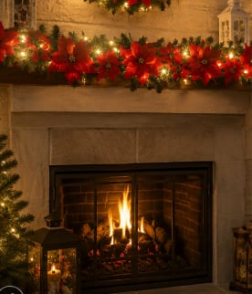 ✨ Cozy Christmas Poinsettia Vine Lights | Add Magic to Your Fireplace & Holiday Table 🎄