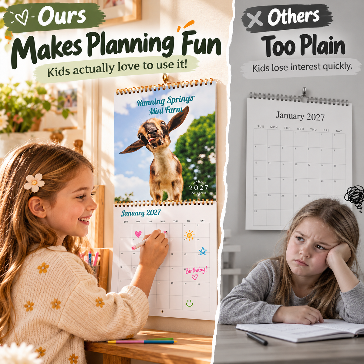 🐮 2027 Mini Farm Animal Wall Calendar – Adorable Farm Moments All Year Long