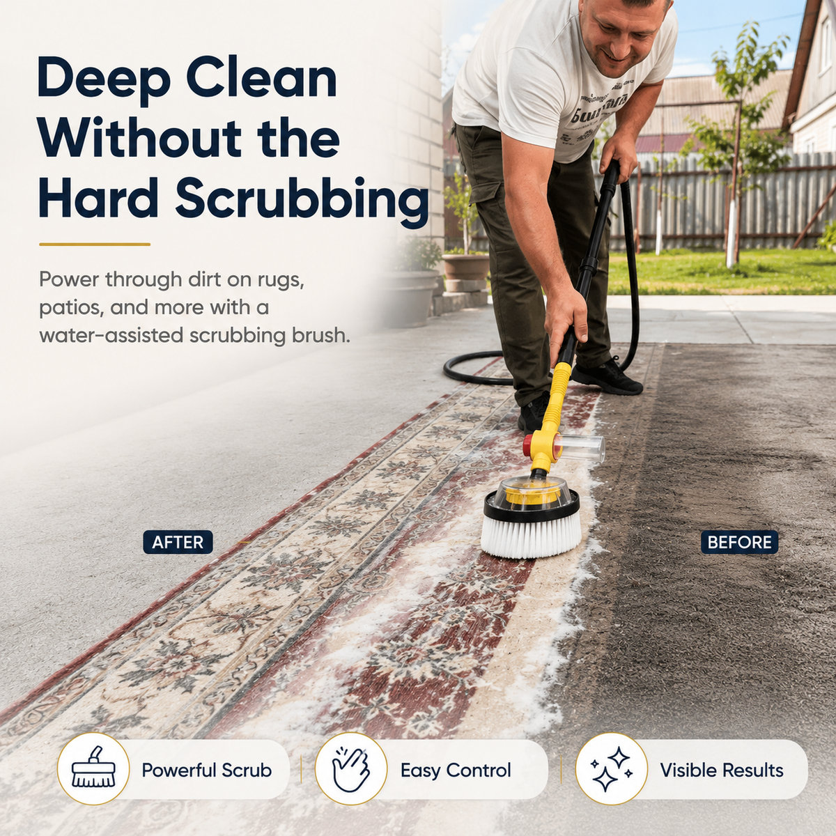 All-in-One Water-Fed Scrub Brush (Cars, Rugs, Patios & Decks)