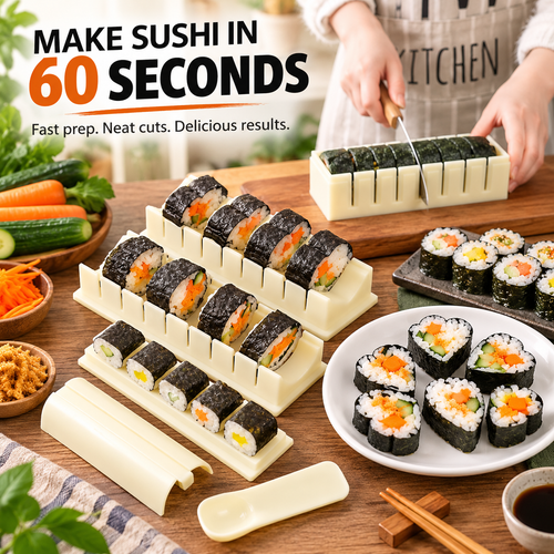 DIY Sushi Maker Kit - Quick 9-Piece Mold & Easy Cutter Tool 🍣