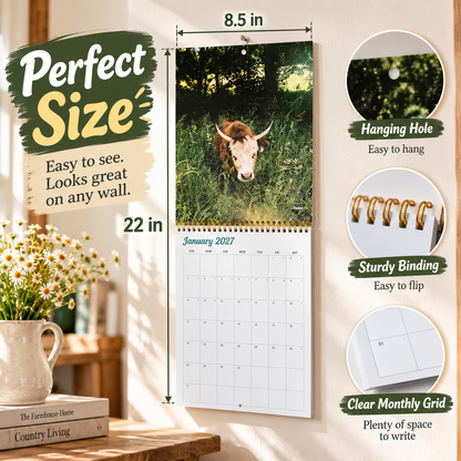 🐮 2027 Mini Farm Animal Wall Calendar – Adorable Farm Moments All Year Long