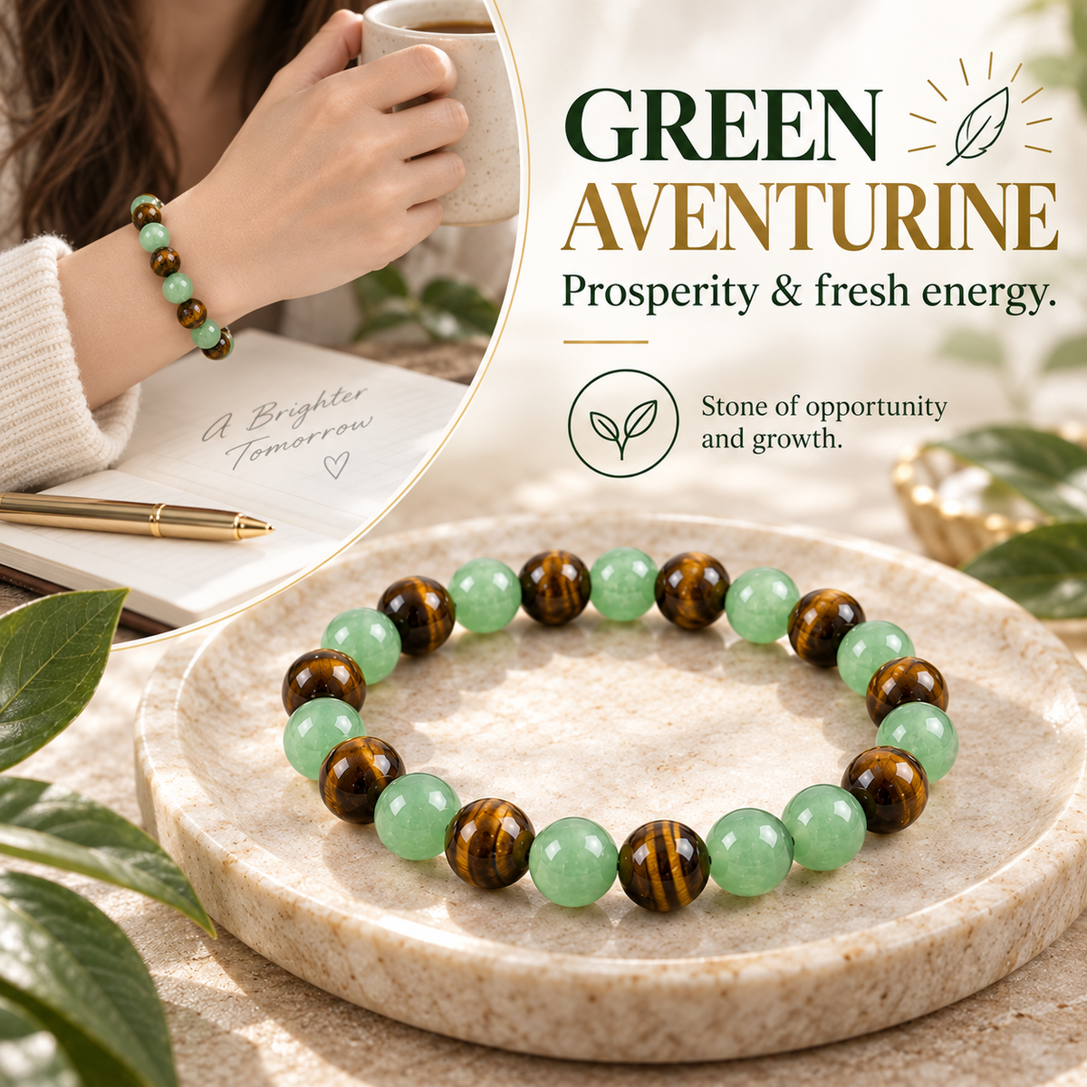 Green Aventurine & Tiger Eye Protection & Success Bracelet 💚