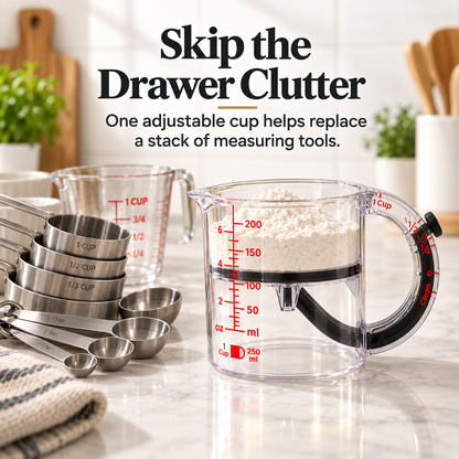 🥣 Adjustable Measuring Cup with Built-In Scraper – 1 Cup / 250 mL
