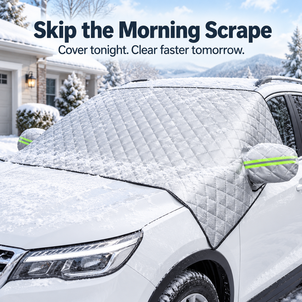 ❄️ All-Weather Quilted Windshield Snow and Ice Protector with Mirror