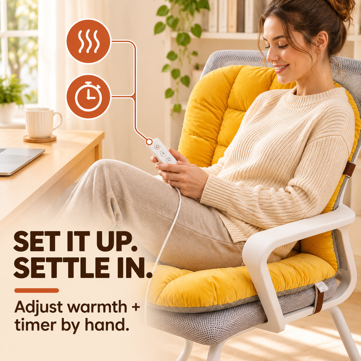 🔥 Plush Heated Chair Cushion – Cozy Warmth for Your Seat & Back 🛋️