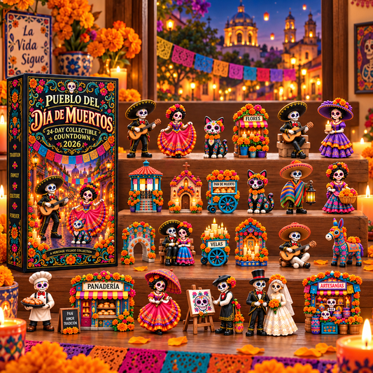 ❤️Pueblo del Día de Muertos 2026 – 24-Day Day of the Dead Collectible Countdown Calendar with 24 Unique Miniatures