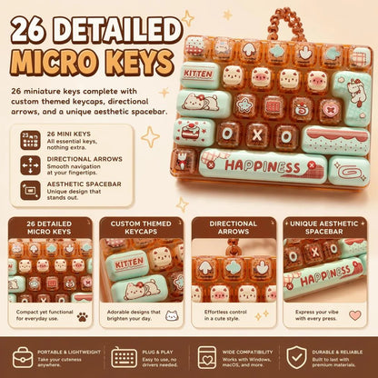 🐱26-Key Mini Fidget Keyboard Keychain