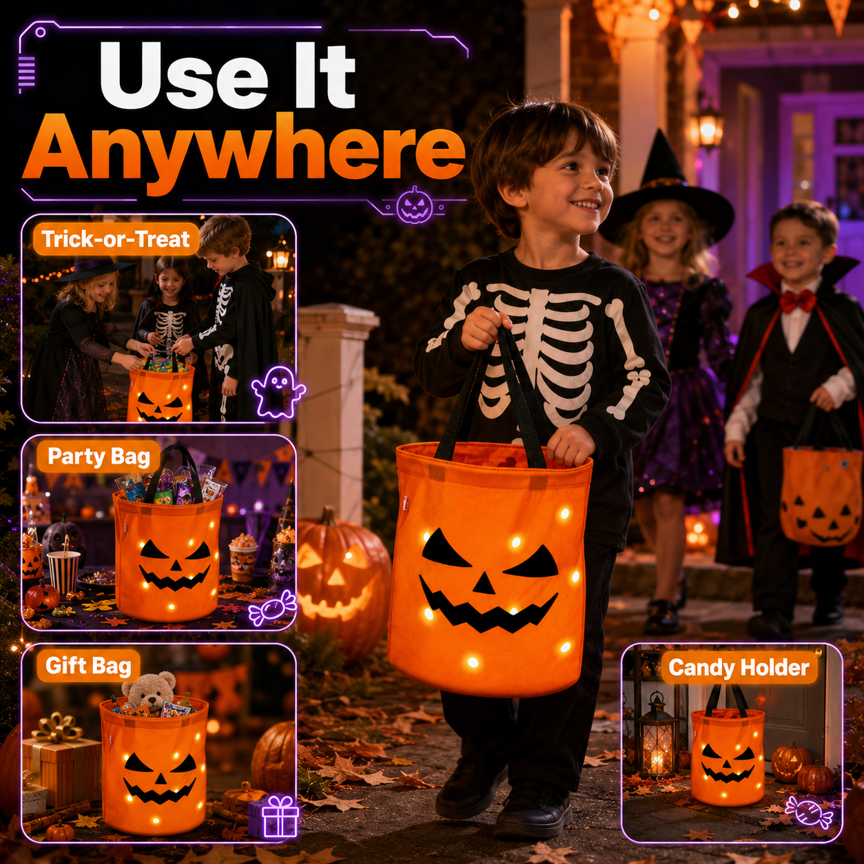 🎃 LED Glowing Halloween Pumpkin Bag