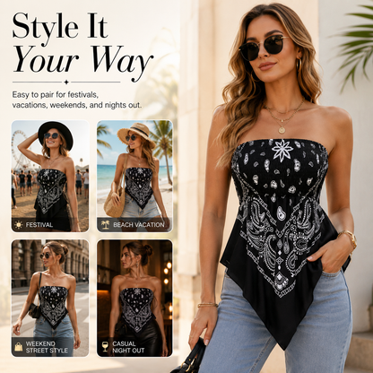 Retro Vibe Bandana Smocked Tube Top