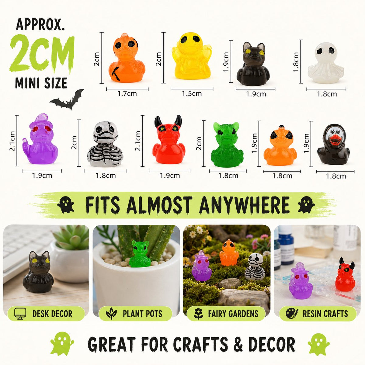 🎃 Spooky & Cute: Glow-in-the-Dark Halloween Mini Resin Ducks 👻