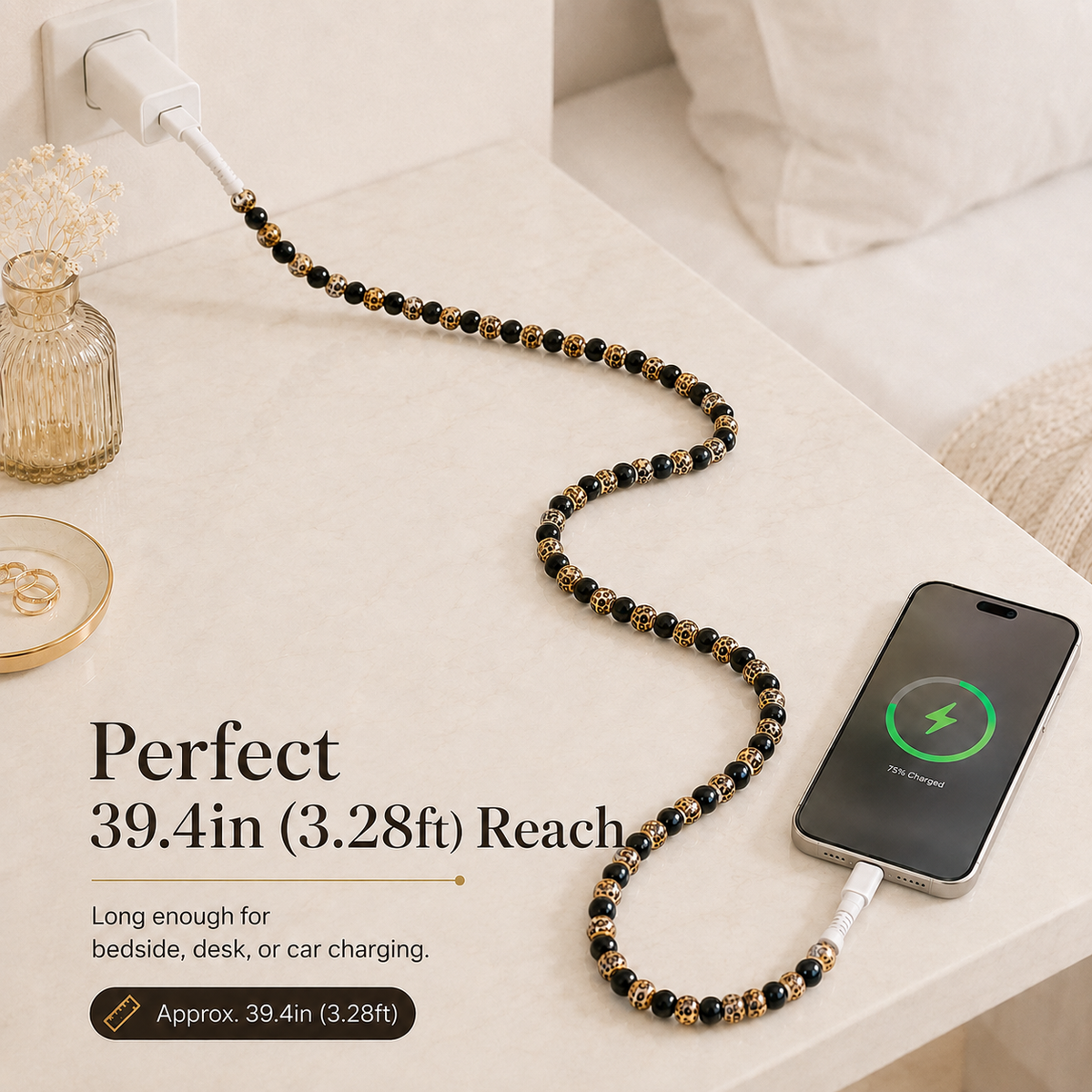 Luxury Leopard Beaded Dual-Head Charging Cable 🖤⚡