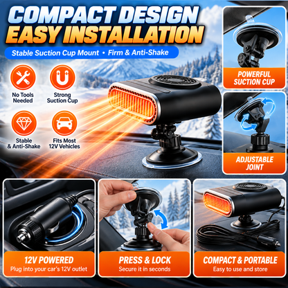 🚗 12V Portable Car Heater & Windshield Defogger – Convenient Warm Air for Chilly Drives ❄️