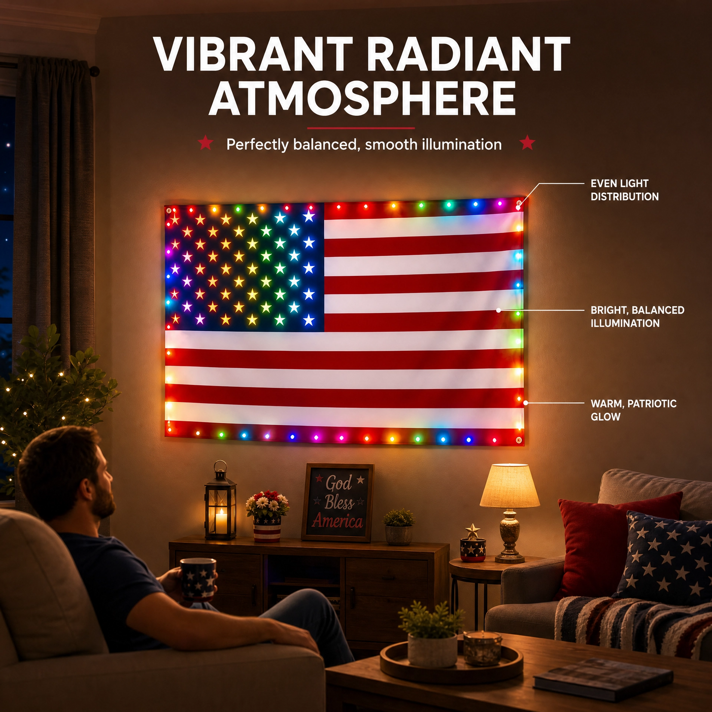 Illuminated Patriotic American Flag Lights (3x5 FT) ✨