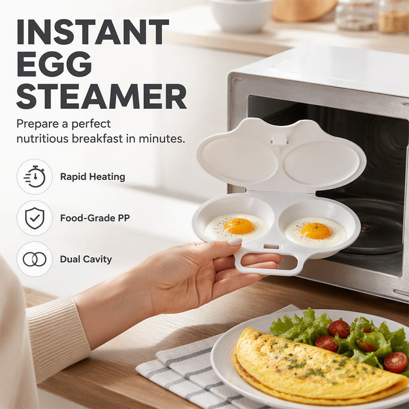 Microwave Egg Poacher Cup with Lid & Handle – Quick, Mess-Free Eggs