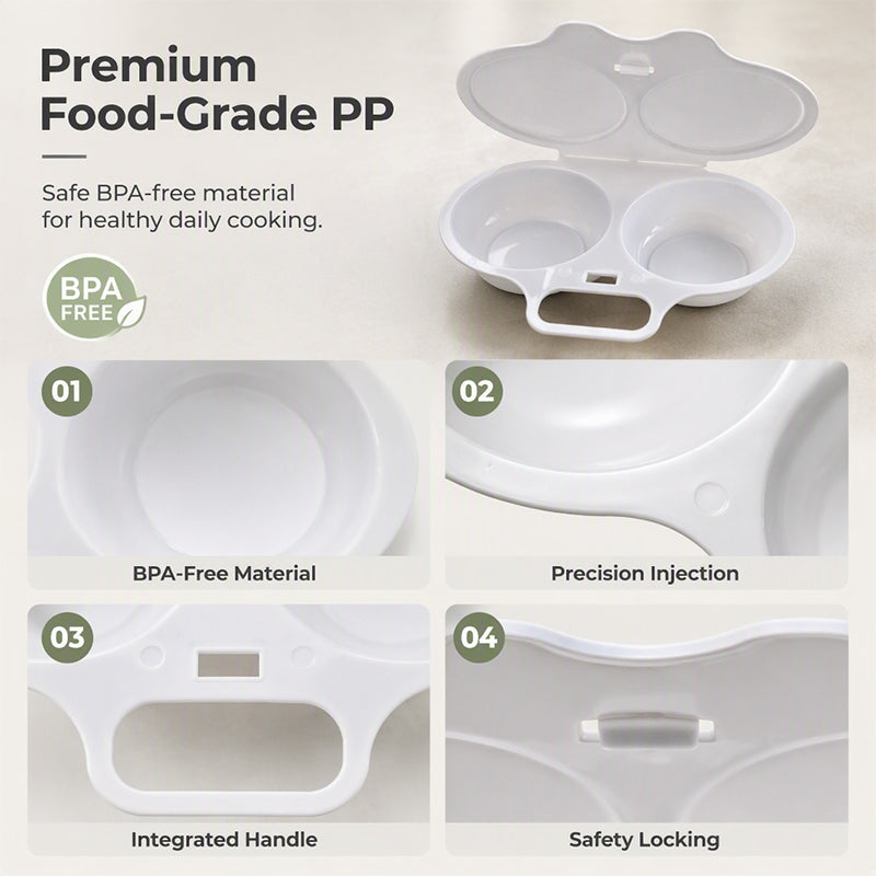 Microwave Egg Poacher Cup with Lid & Handle – Quick, Mess-Free Eggs