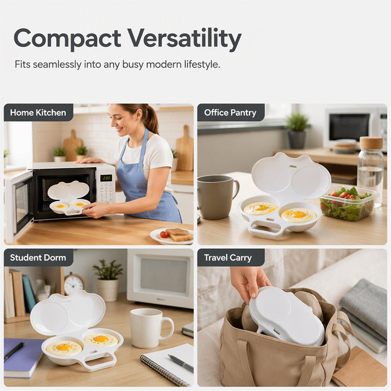 Microwave Egg Poacher Cup with Lid & Handle – Quick, Mess-Free Eggs