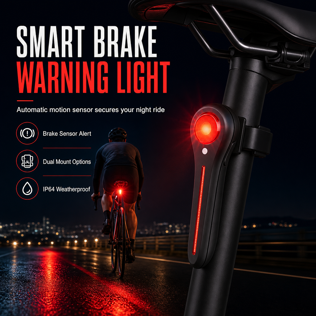 🚨 Auto-Sensing Bike Brake Light  🚲 USB Rechargeable Cycling Taillight 🔋