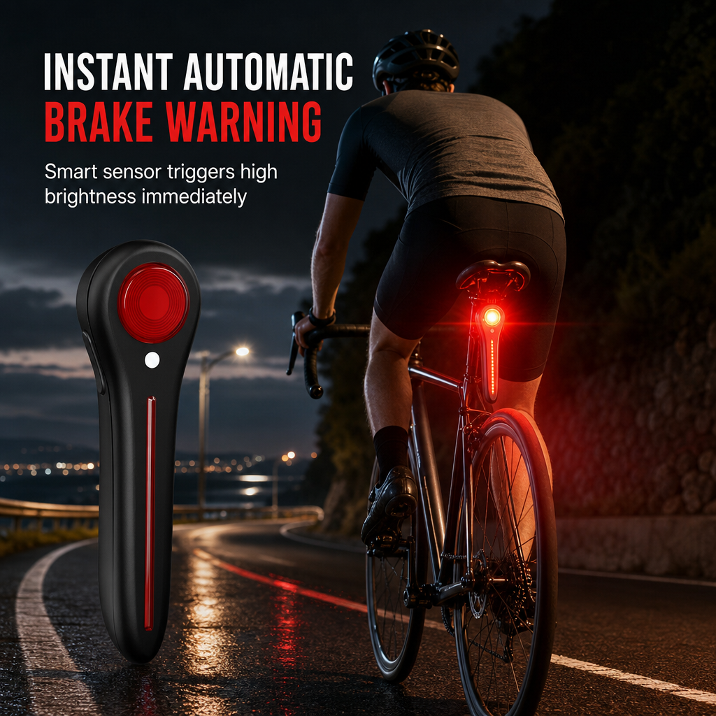 🚨 Auto-Sensing Bike Brake Light  🚲 USB Rechargeable Cycling Taillight 🔋